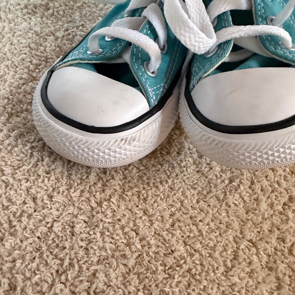 Converse Kids High-Top Sneakers in Teal and White - Picture 4 of 4